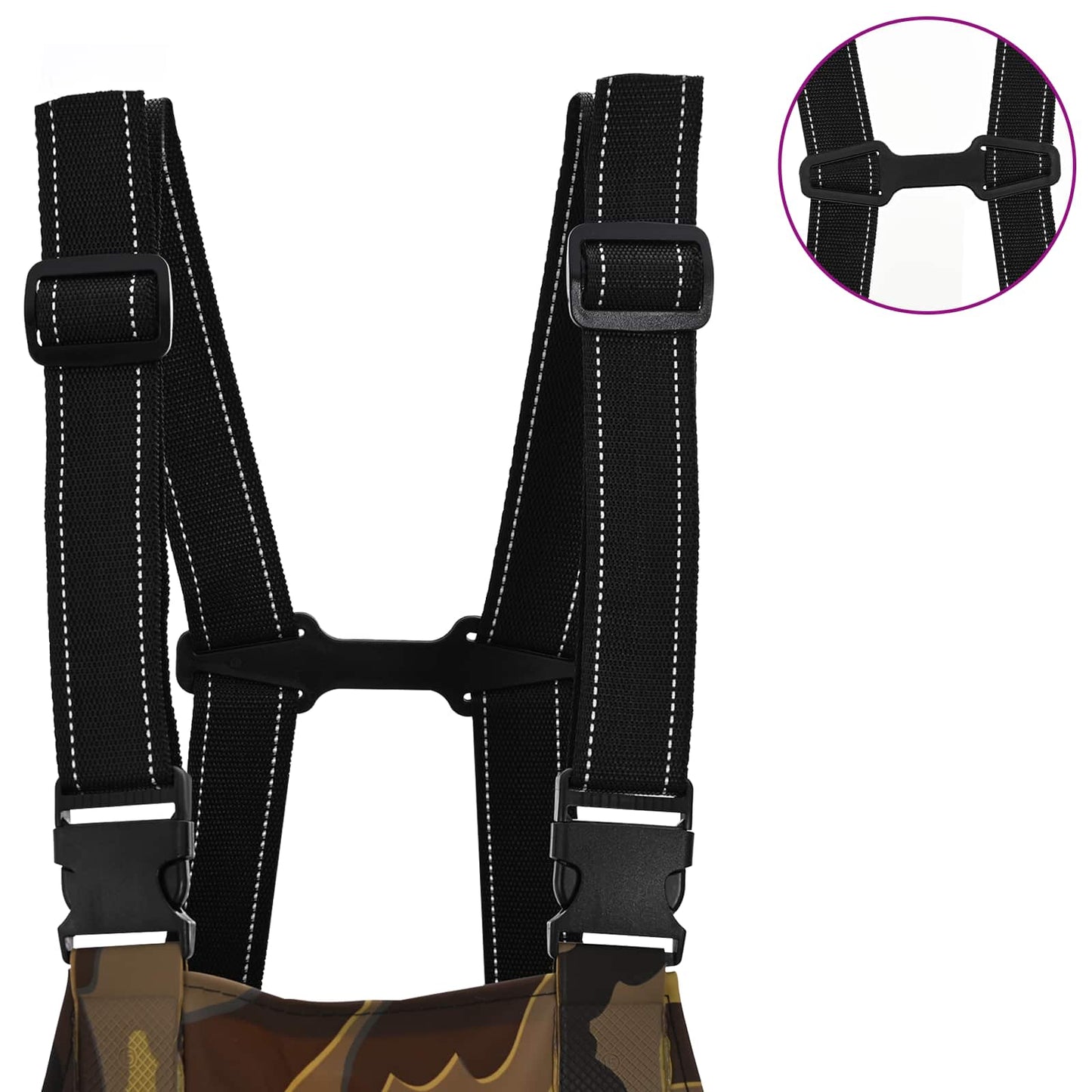 Chest Waders with Boots PVC Coated Polyester Size 42 Camouflage