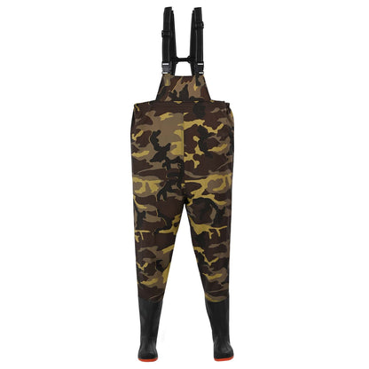 Chest Waders with Boots PVC Coated Polyester Size 43 Camouflage