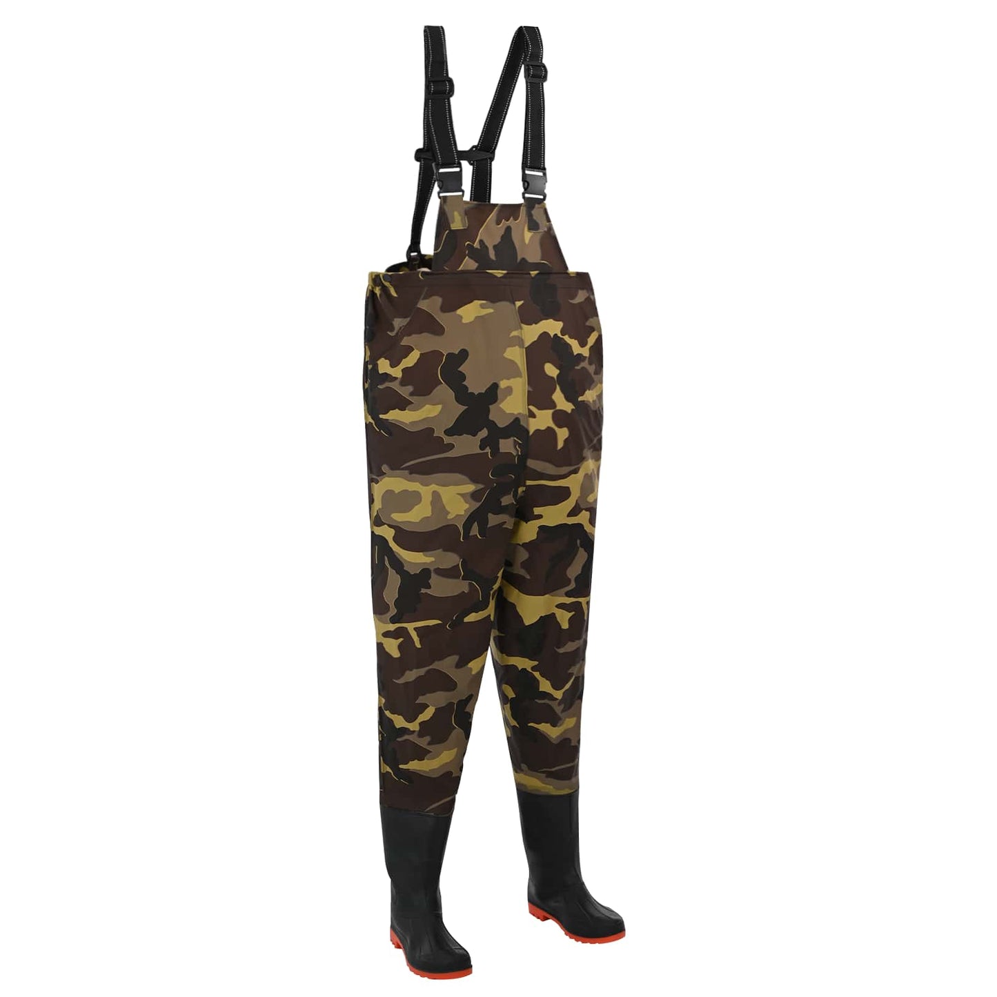 Chest Waders with Boots PVC Coated Polyester Size 46 Camouflage