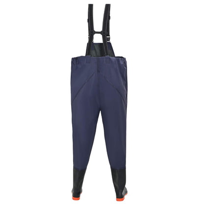 Chest Waders with Boots PVC Coated Polyester Size 38 Blue