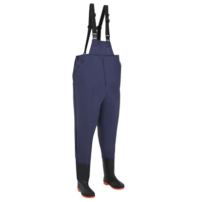Chest Waders with Boots PVC Coated Polyester Size 41 Blue