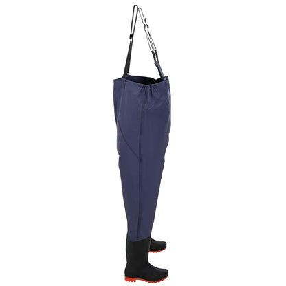 Chest Waders with Boots PVC Coated Polyester Size 41 Blue
