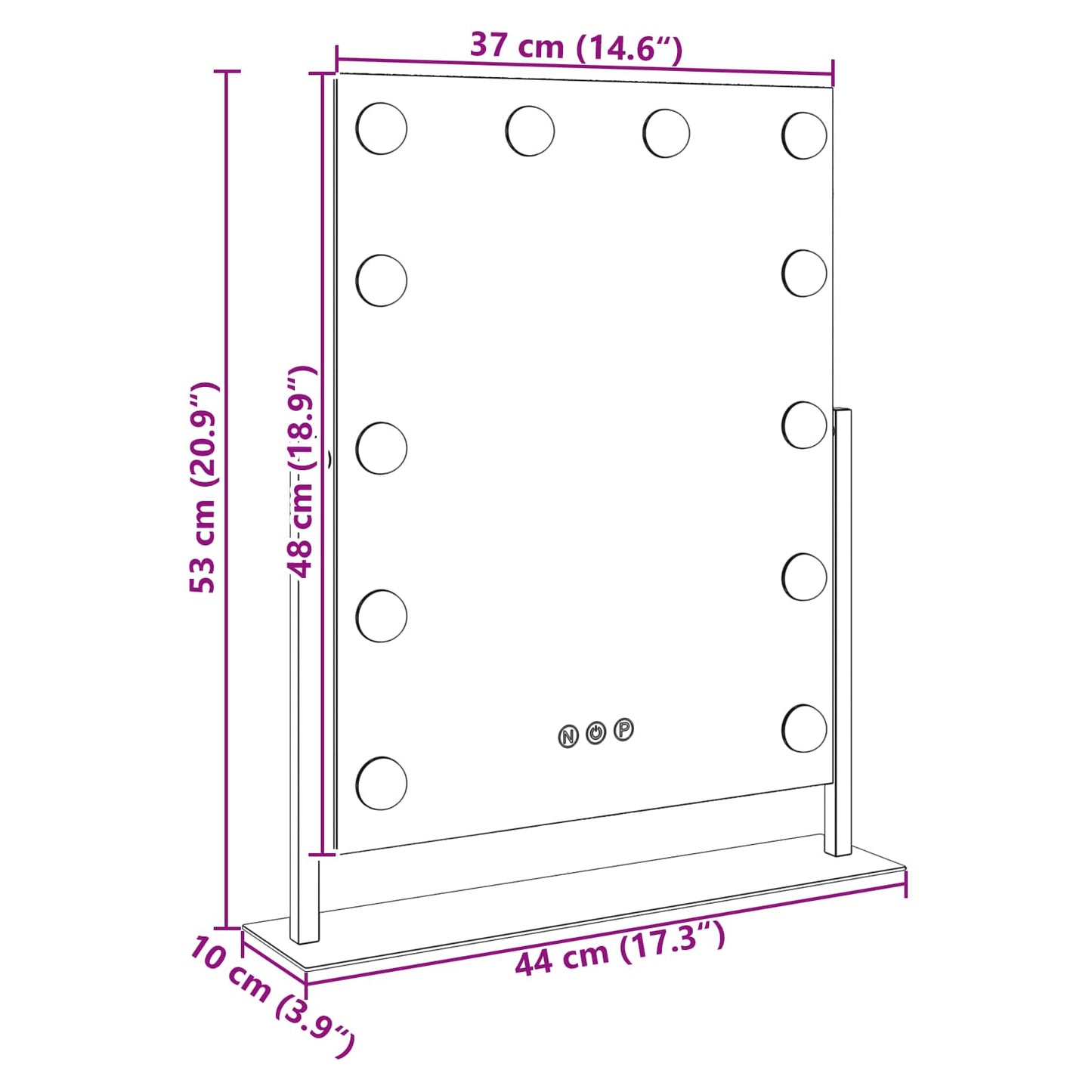 LED Vanity Mirror White 44 x 10 x 53 cm Glass and Steel