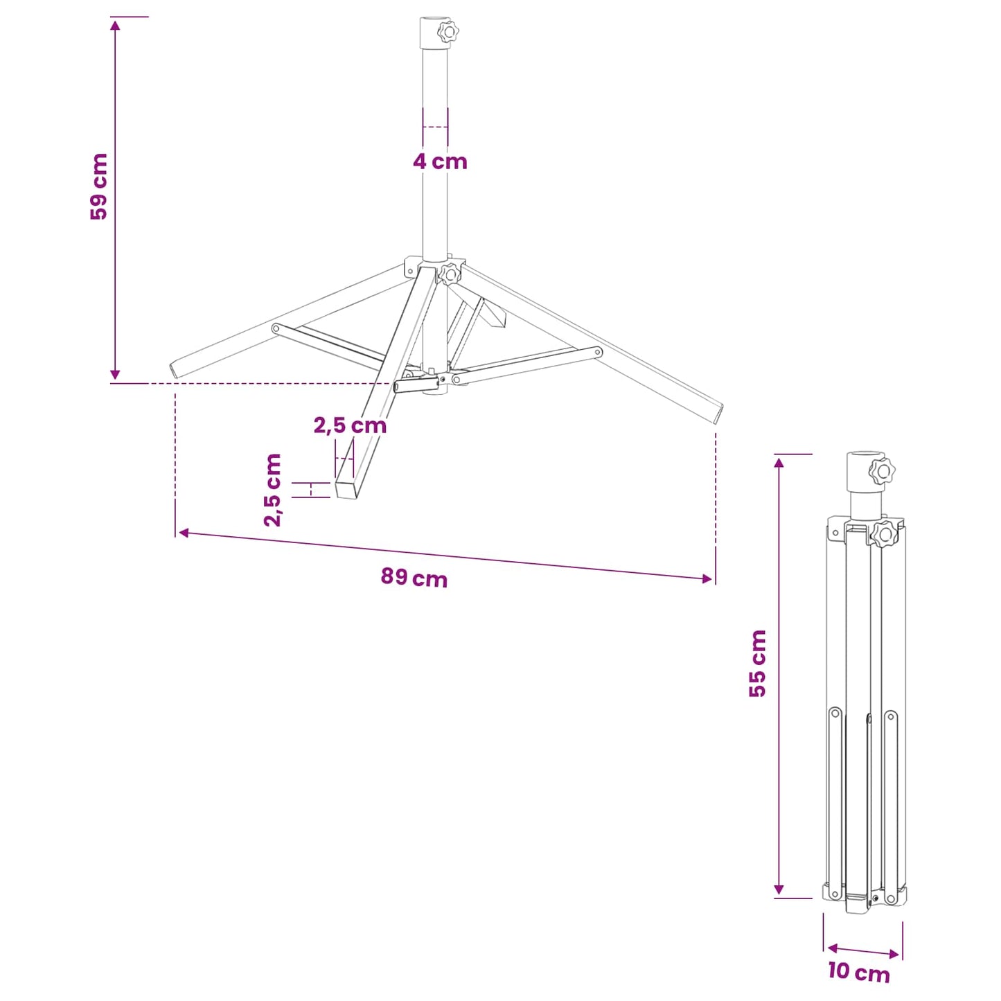 Parasol Stand White Steel for 25-32 mm Pole