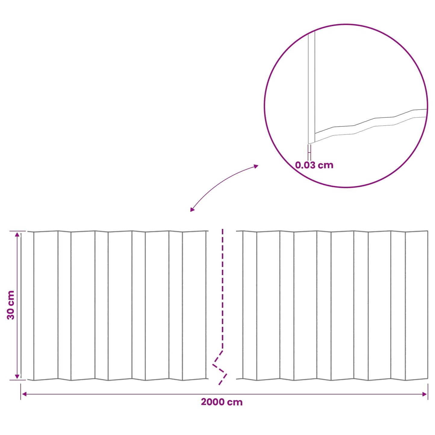 Lawn Edging 20 m x 30 cm Galvanised Steel Silver