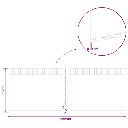 Lawn Edging 10 m x 15 cm Galvanised Steel Silver