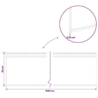 Lawn Edging 10 m x 20 cm Galvanised Steel Silver