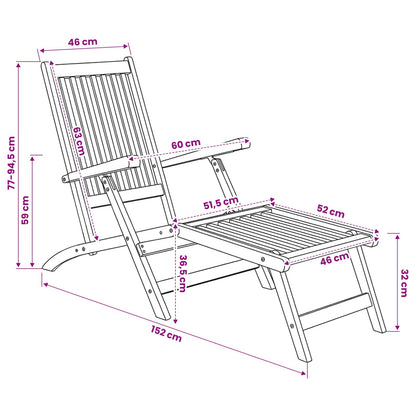 Folding Deck Chair 2 pcs Natural Solid Teak Wood
