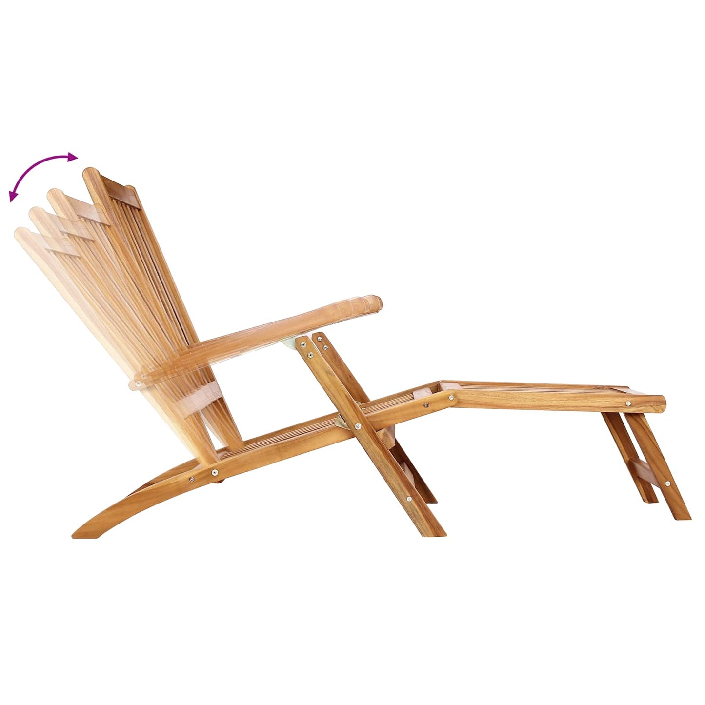 Folding Deck Chair with Table 2 pcs Natural Solid Teak Wood