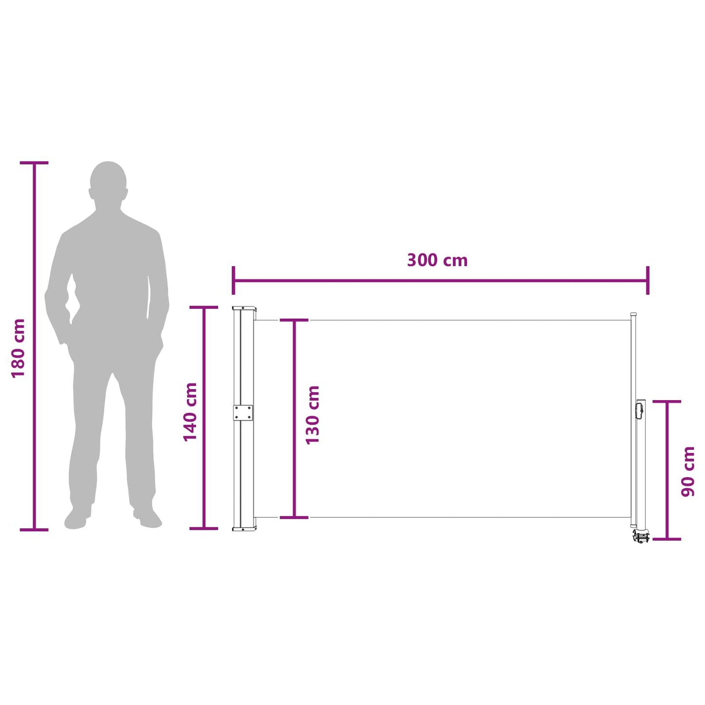 Side Awning 100% polyester iron steel