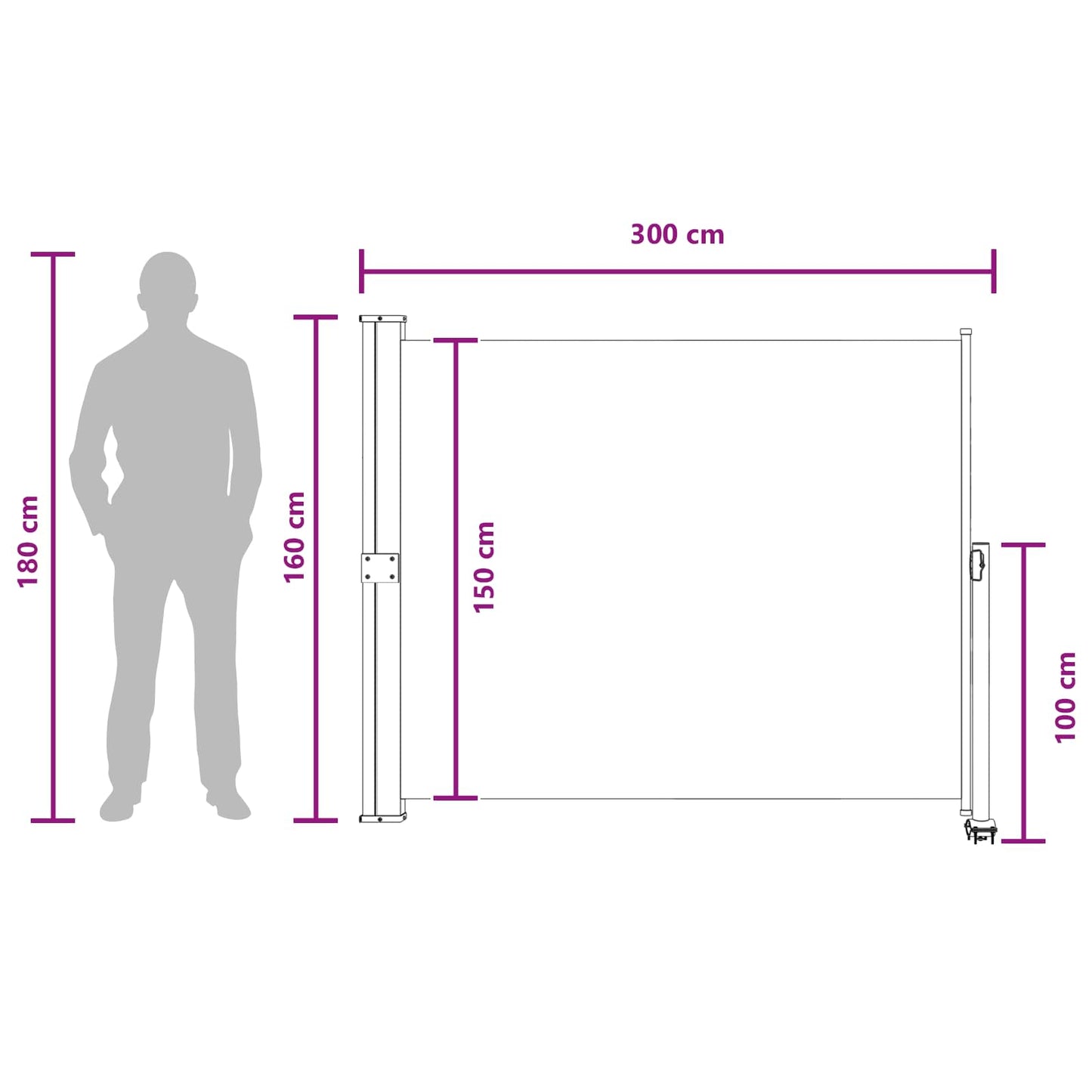 Side Awning 100% polyester iron steel