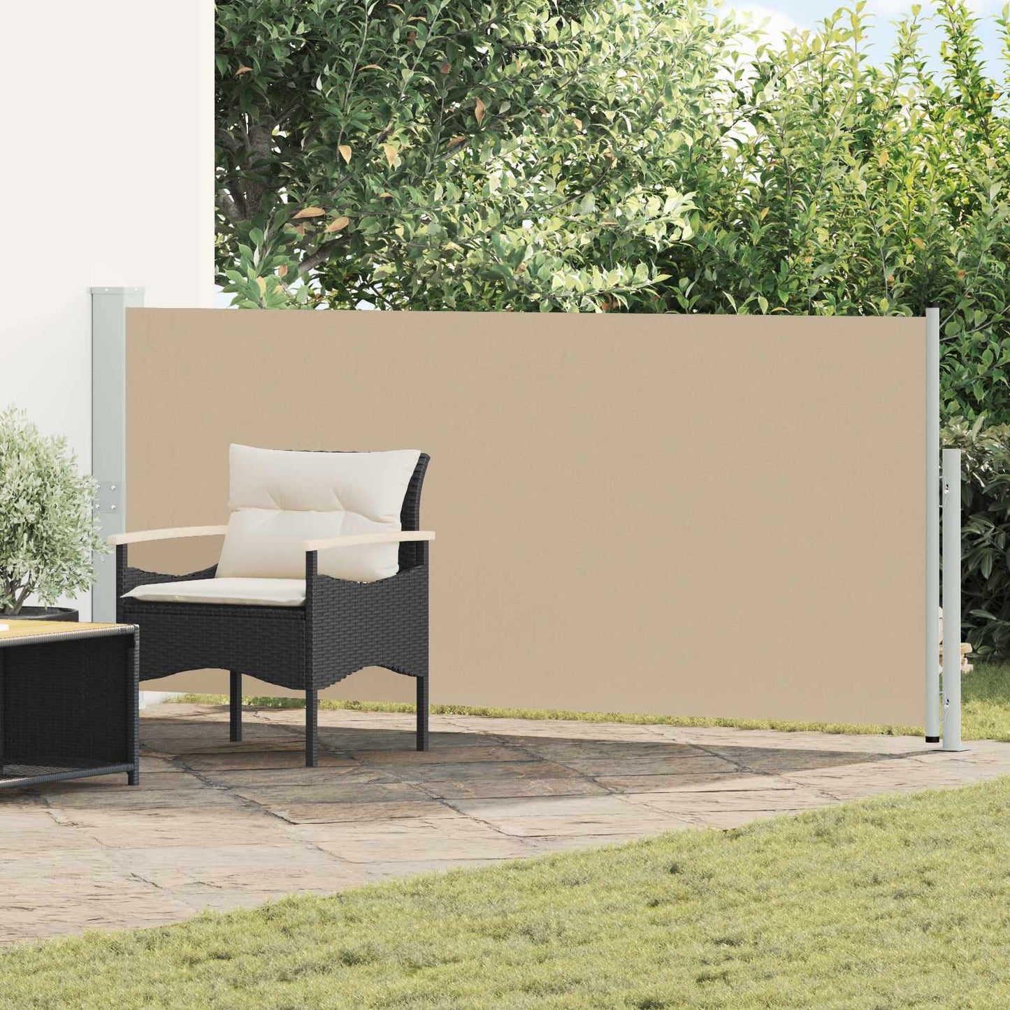 Retractable Side Awning Beige 300 x 120 cm Polyester