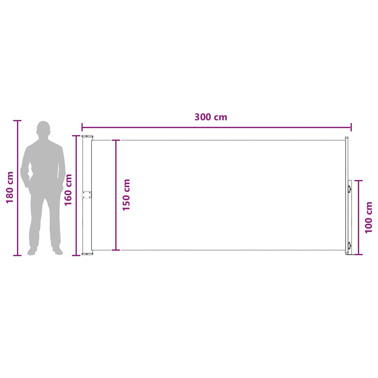 Retractable Side Awning Polyester Rectangular