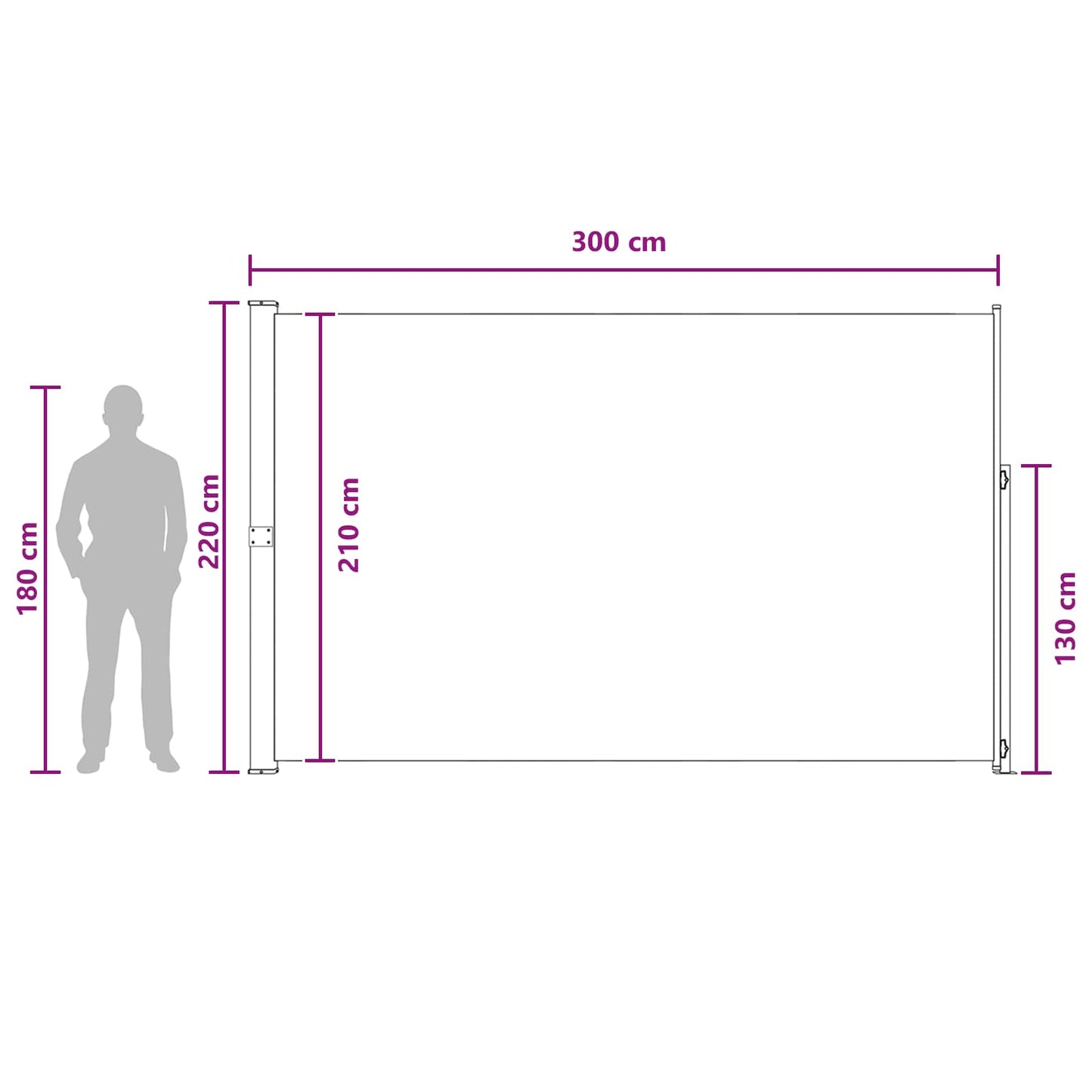 Retractable Side Awning Taupe 300 x 220 cm Polyester