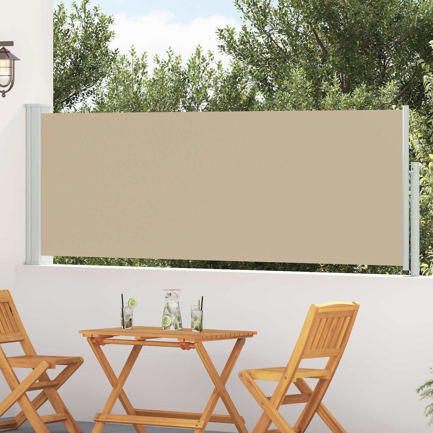 Retractable Side Awning Beige 500 x 100 cm Polyester