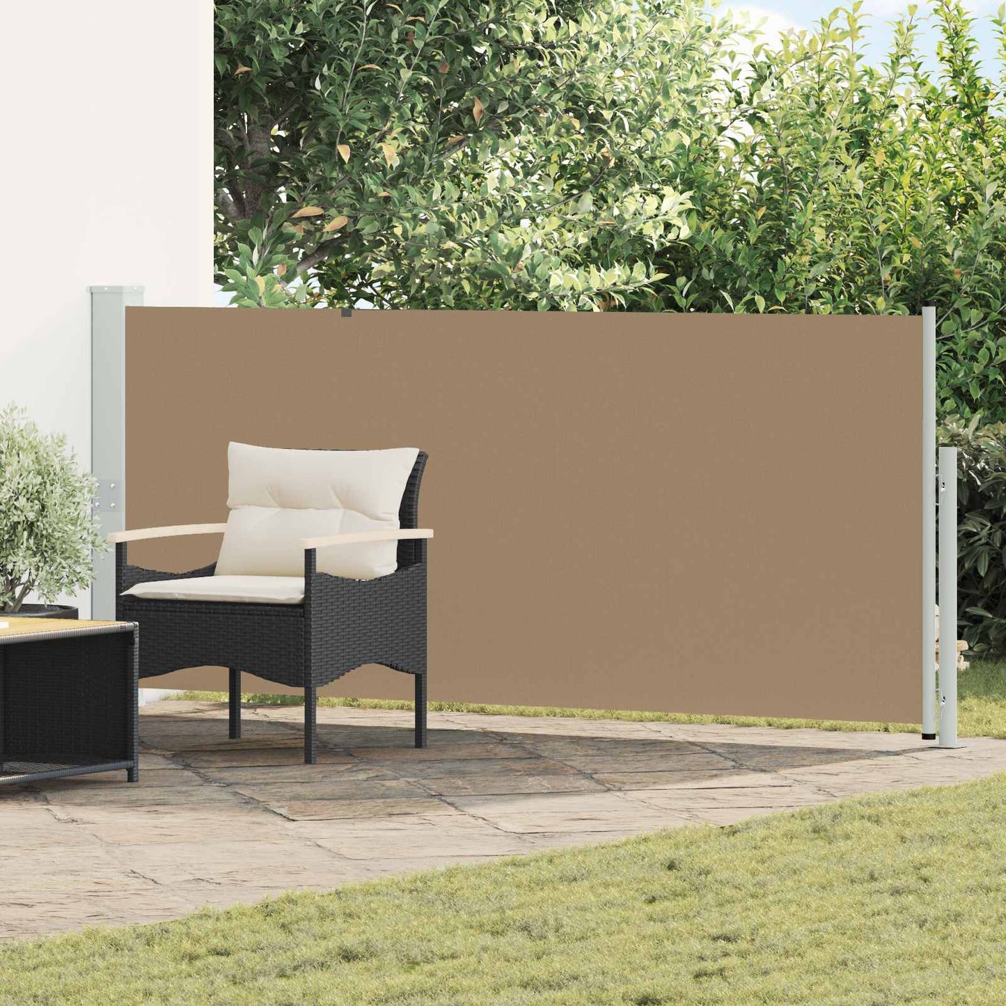 Retractable Side Awning Taupe 500 x 117 cm Polyester