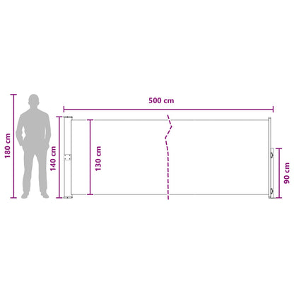 Retractable Side Awning Taupe 500 x 140 cm Polyester
