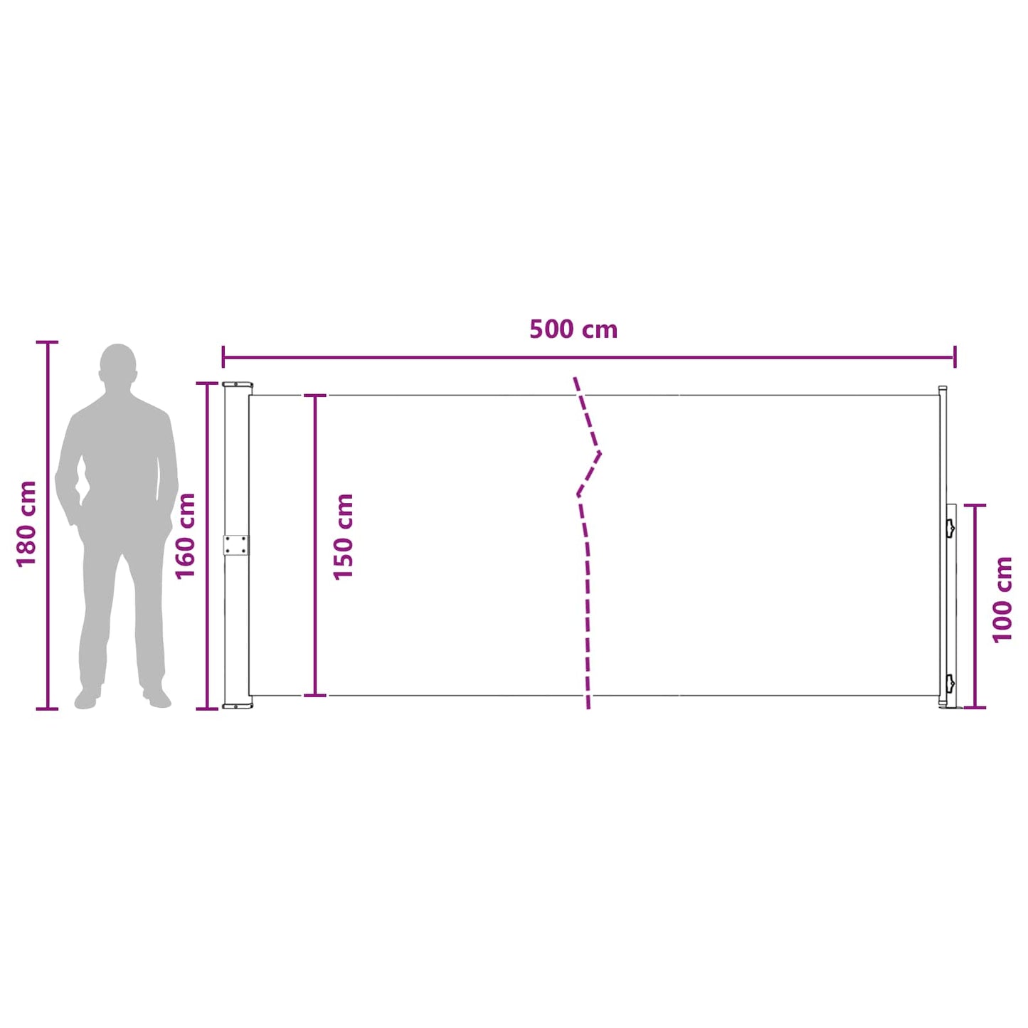 Retractable Side Awning Taupe 500 x 160 cm Polyester