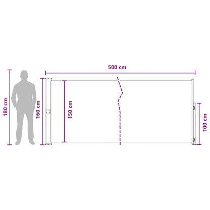 Retractable Side Awning Taupe 500 x 160 cm Polyester