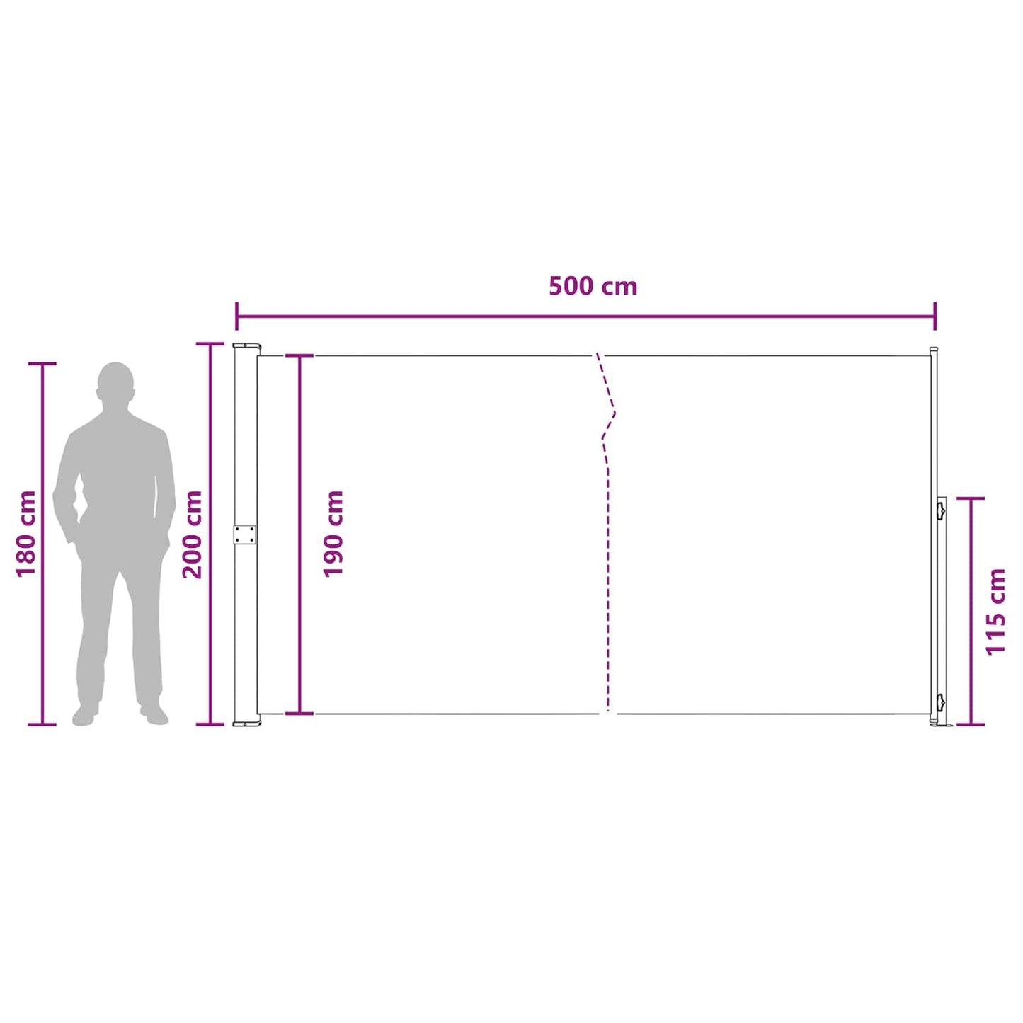 Retractable Side Awning 100% polyester iron steel