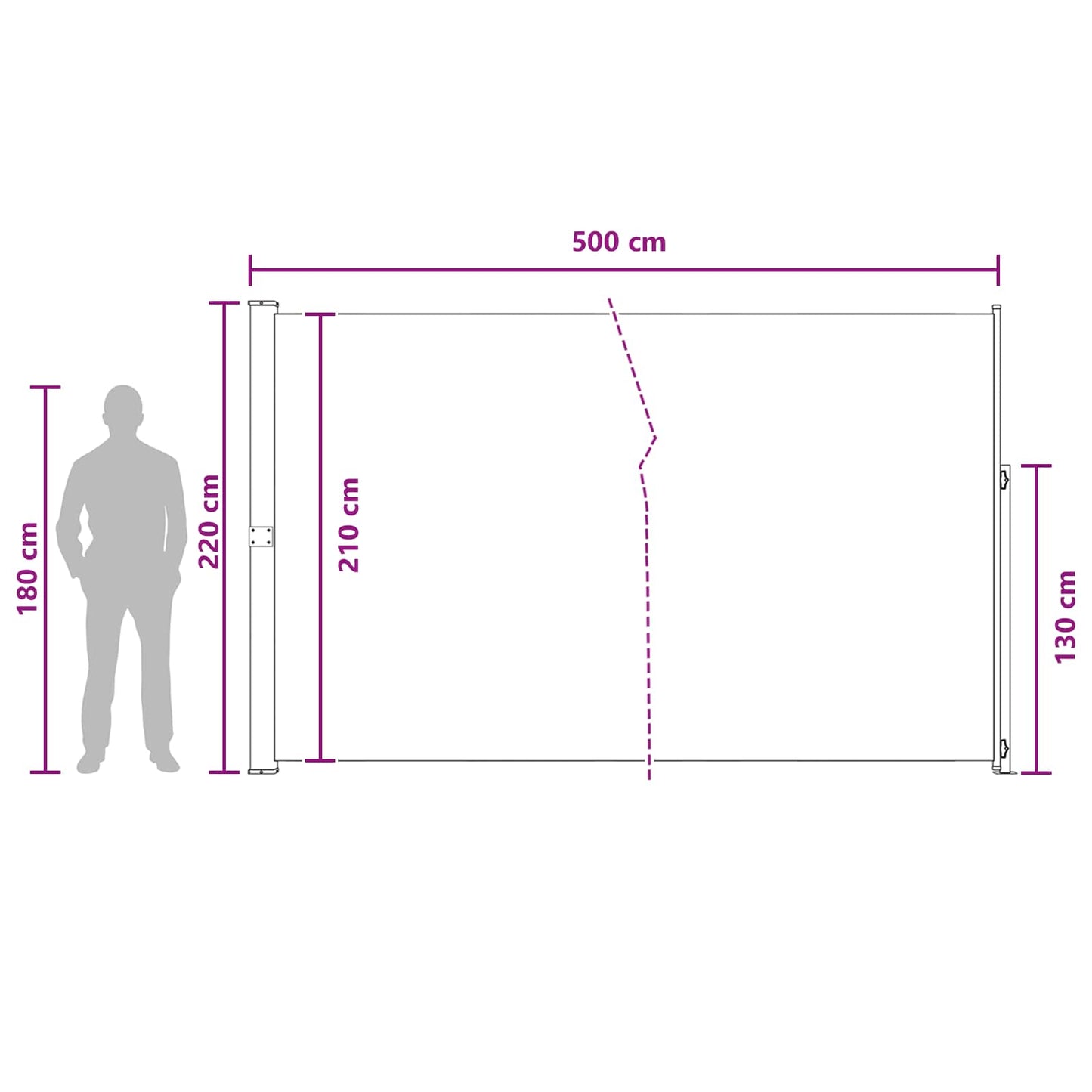 Retractable Side Awning 100% polyester iron steel