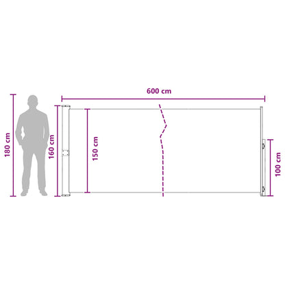 Retractable Side Awning Taupe 600 x 160 cm Polyester