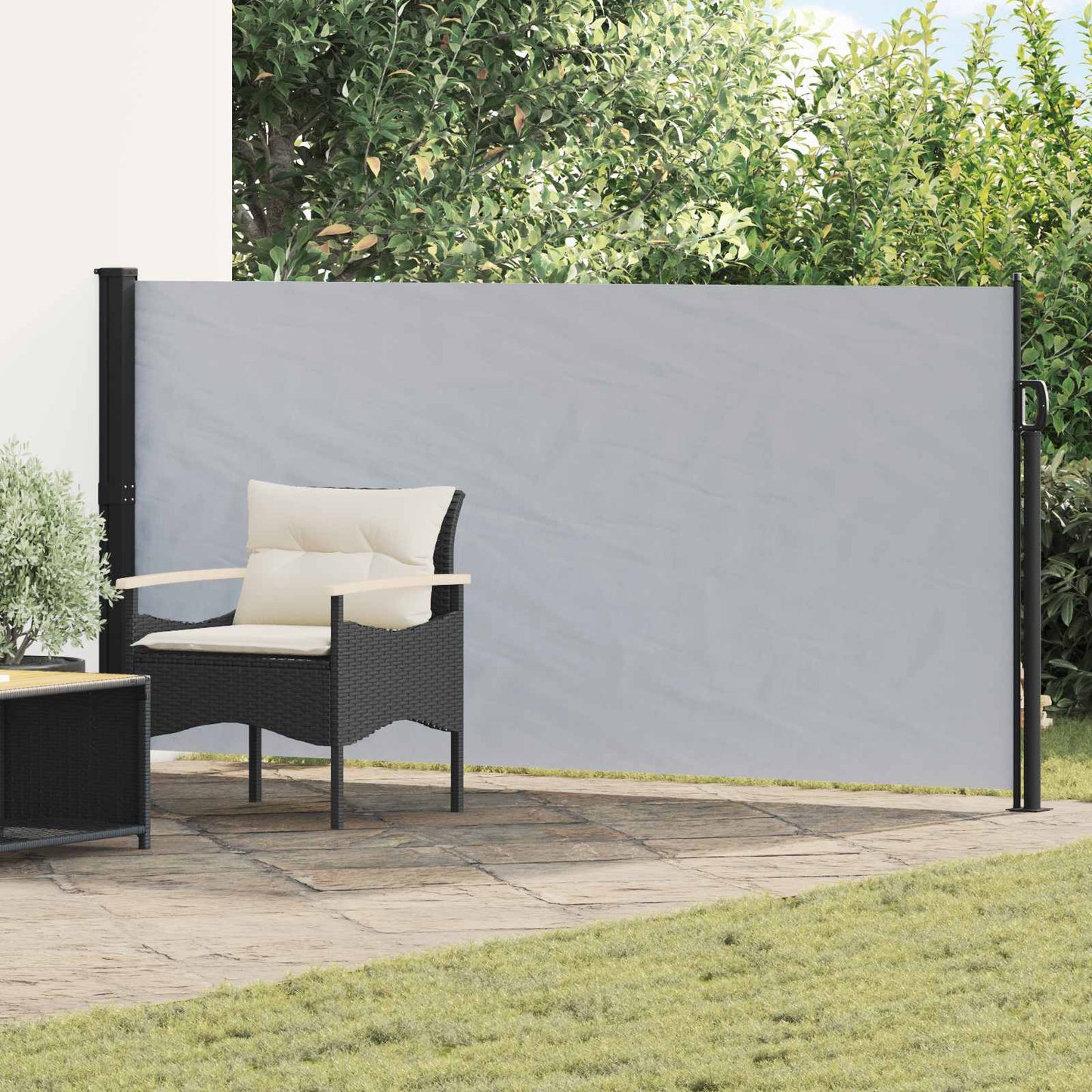 Retractable Side Awning Grey 500 x 120 cm Polyester