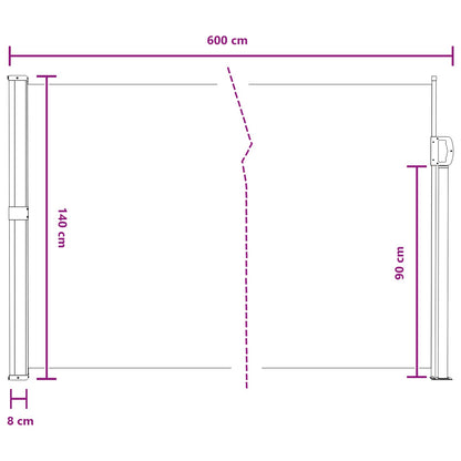 Retractable Side Awning Grey 600 x 140 cm Polyester