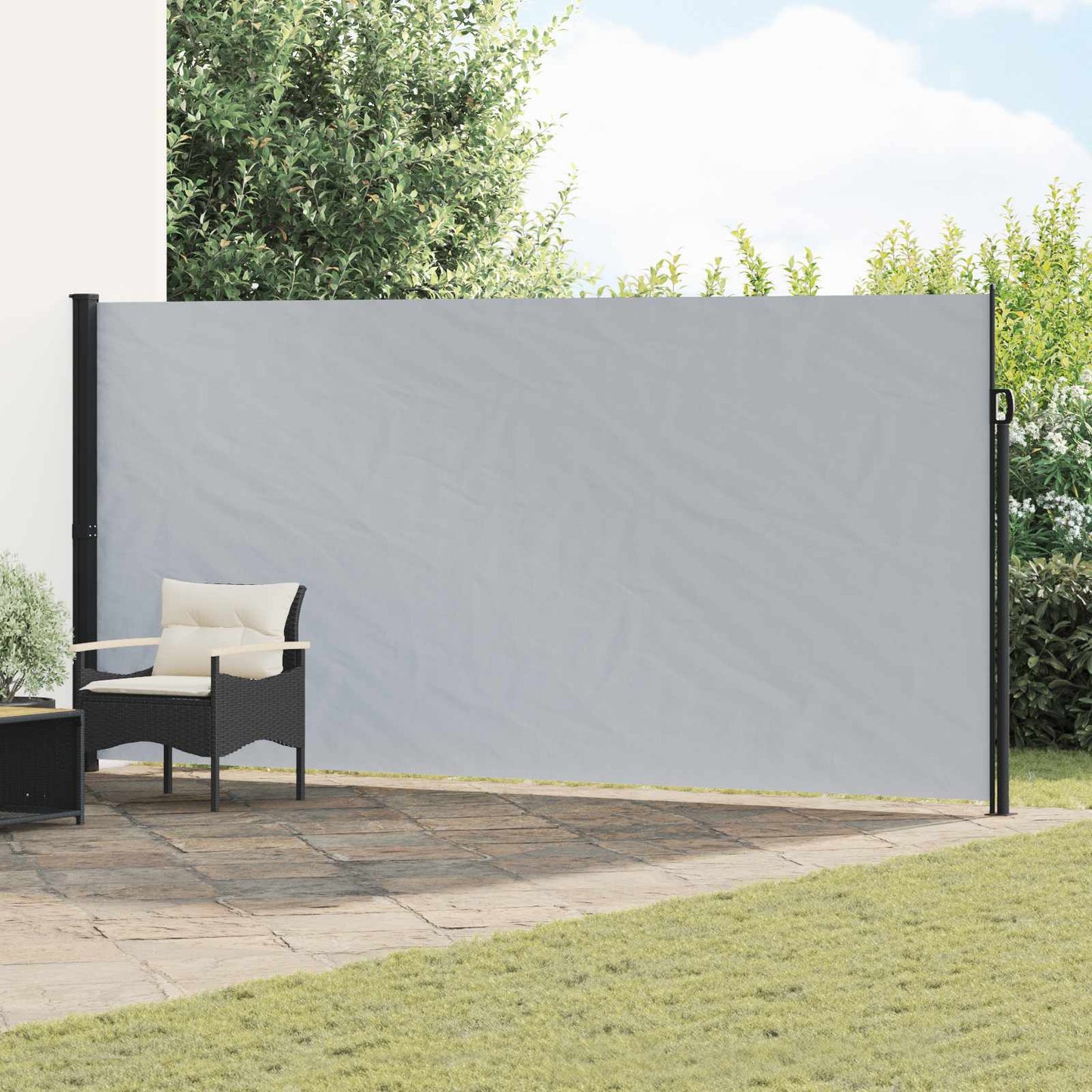 Retractable Side Awning Grey 600 x 200 cm Polyester