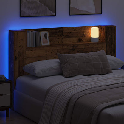 Storage Headboard with LED Old Wood 160 cm Engineered Wood