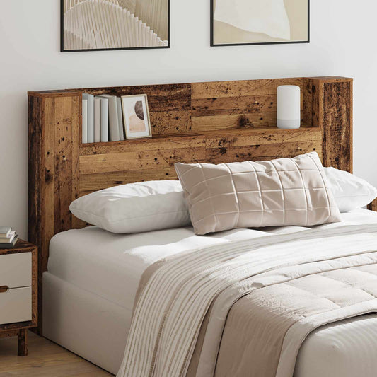 Storage Headboard with LED Old Wood 160 cm Engineered Wood