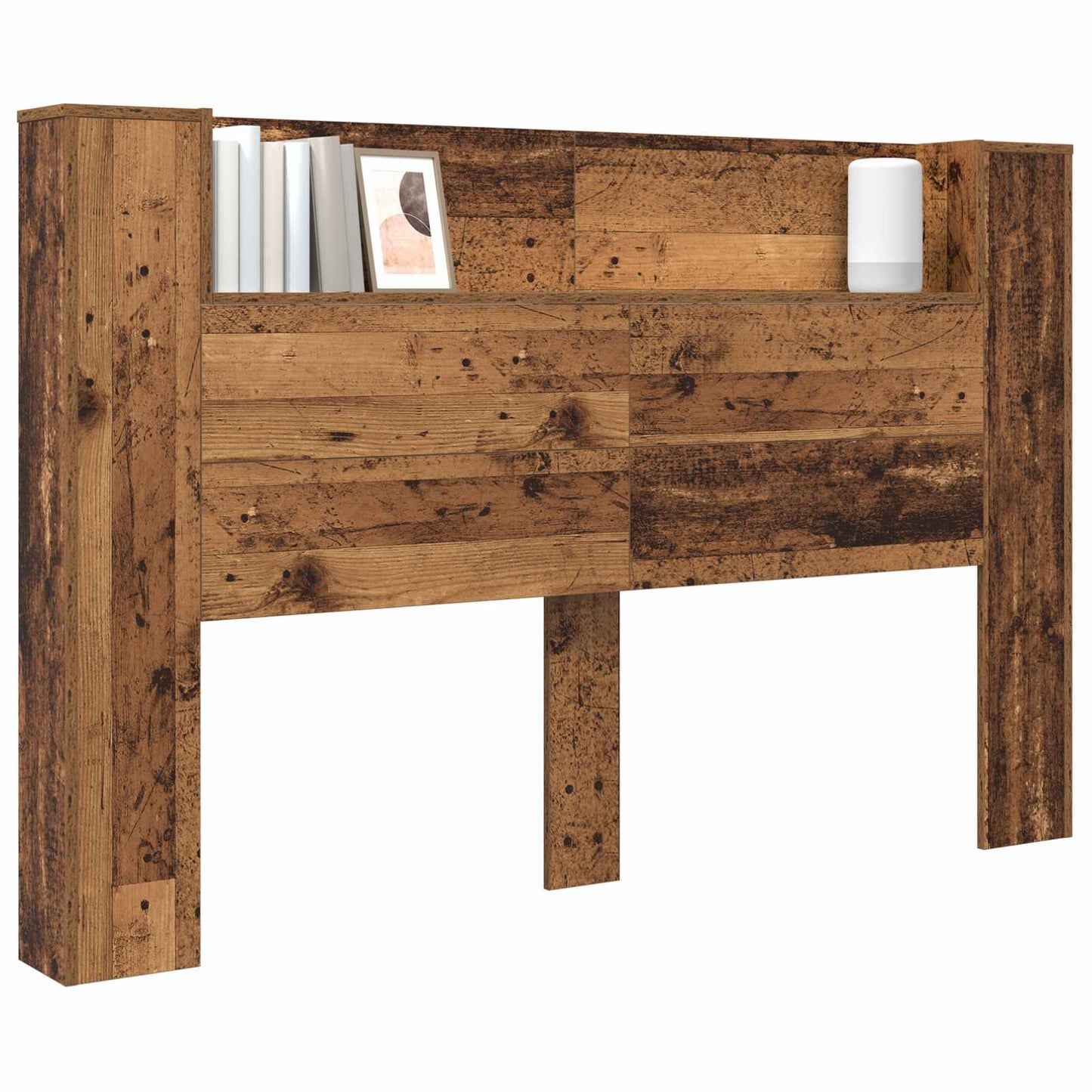 Storage Headboard with LED Old Wood 160 cm Engineered Wood