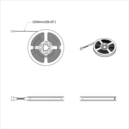 LED Strip 2 pcs Black and Transparent 2500 mm