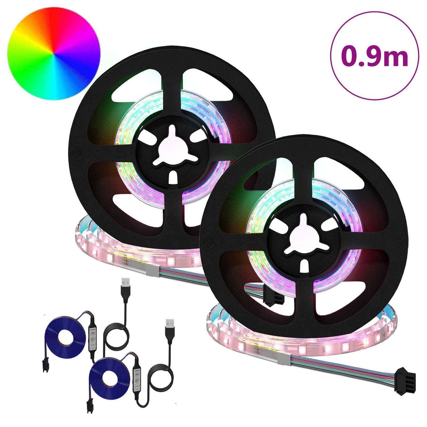 LED Strip 2 pcs Black and Transparent 450 mm Copper and Plastic