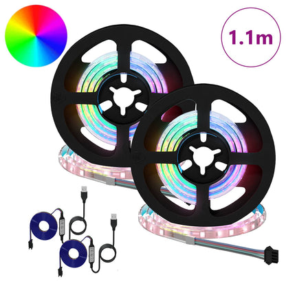 LED Strip 2 pcs Black and Transparent 550 mm Copper and Plastic