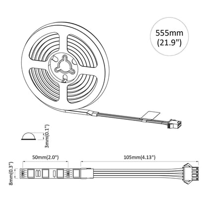 LED Strip 12 pcs Black and Transparent 550 mm