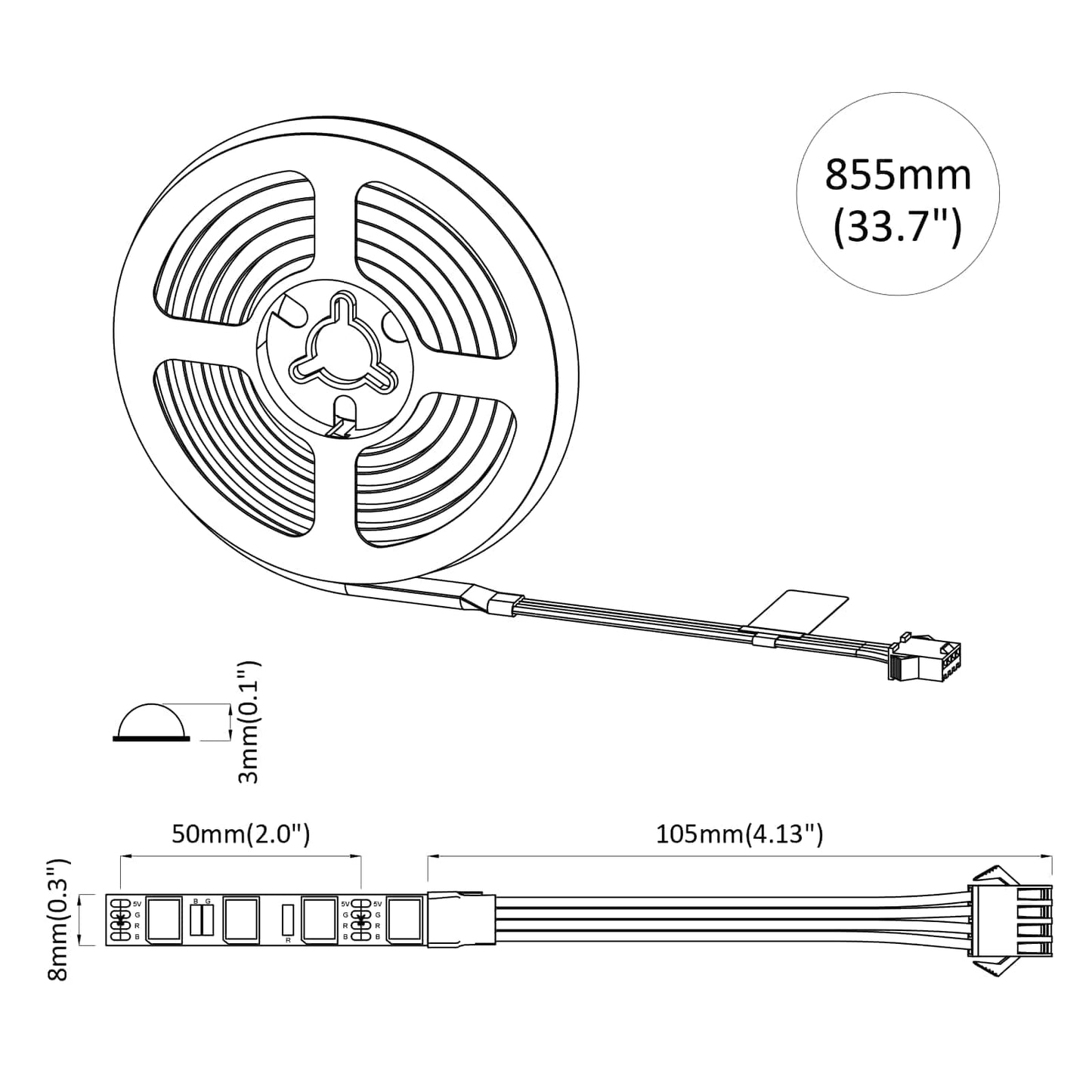 LED Strip 2 pcs Black and Transparent 750 mm Copper and Plastic