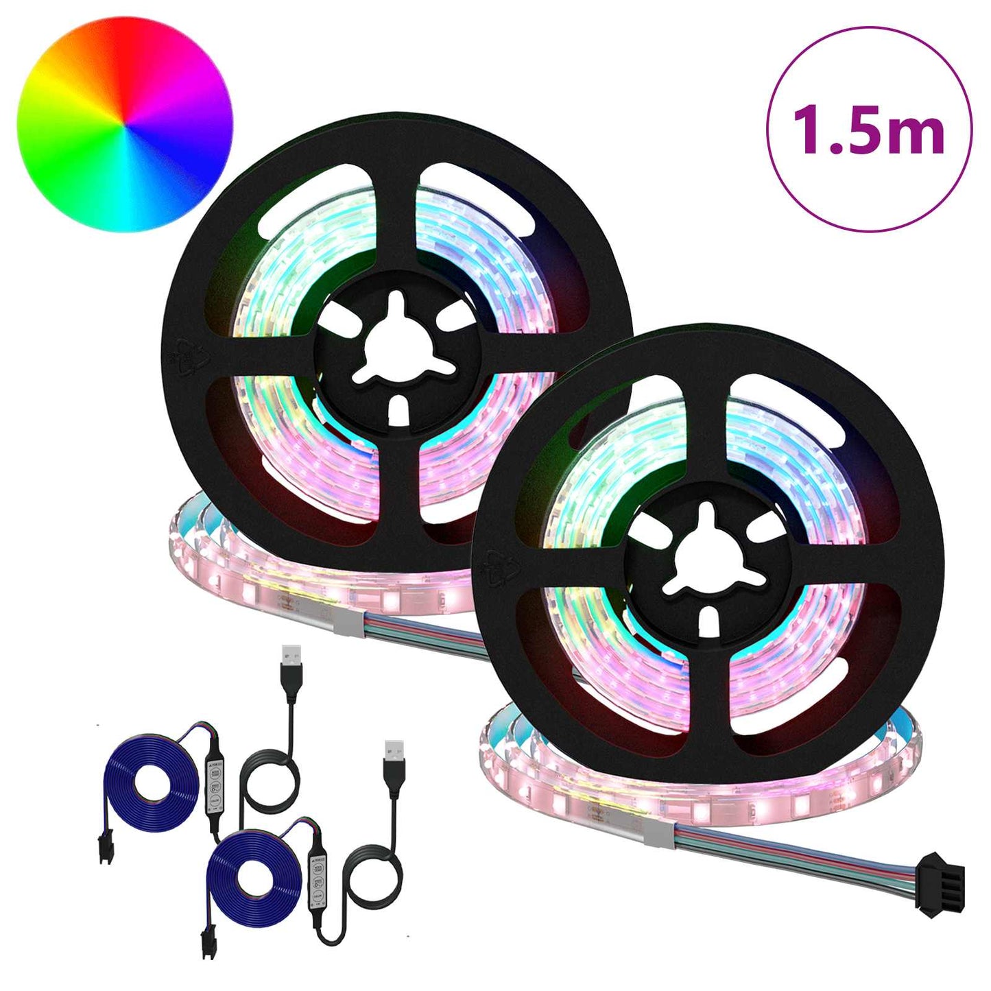LED Strip 2 pcs Black and Transparent 750 mm Copper and Plastic