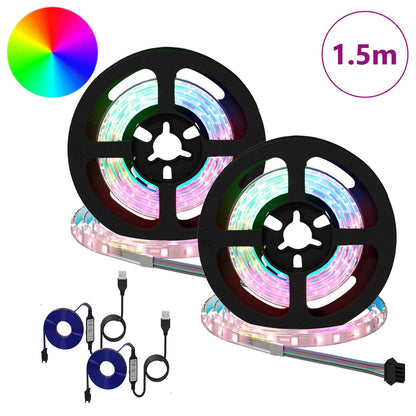 LED Strip 2 pcs Black and Transparent 750 mm Copper and Plastic