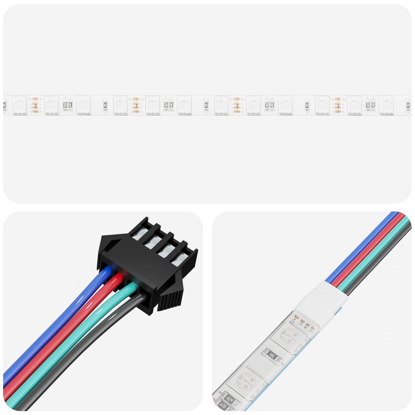 LED Strip 2 pcs Black and Transparent 1300 mm