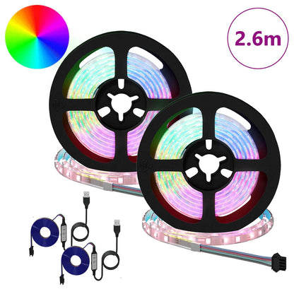 LED Strip 2 pcs Black and Transparent 1300 mm