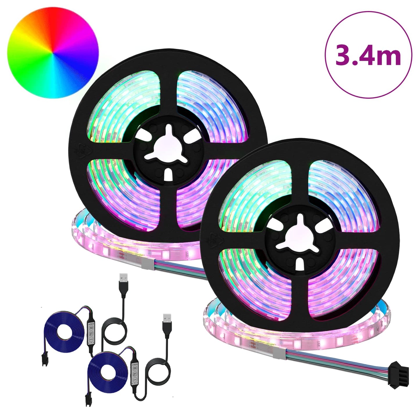 LED Strip 2 pcs Black and Transparent 1700 mm