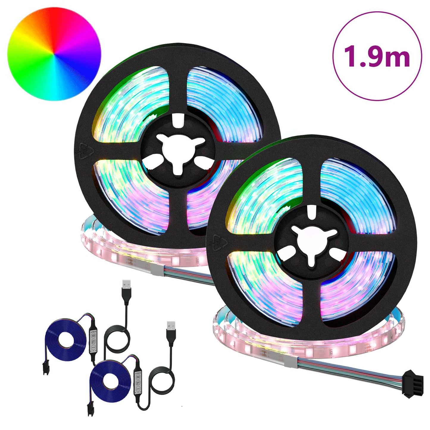 LED Strip 2 pcs Black and Transparent 950 mm Copper and Plastic