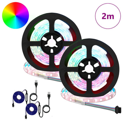 LED Strip 2 pcs Black and Transparent 1000 mm