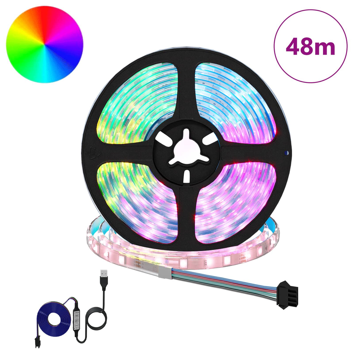LED Strip 12 pcs Black and Transparent Copper and Plastic