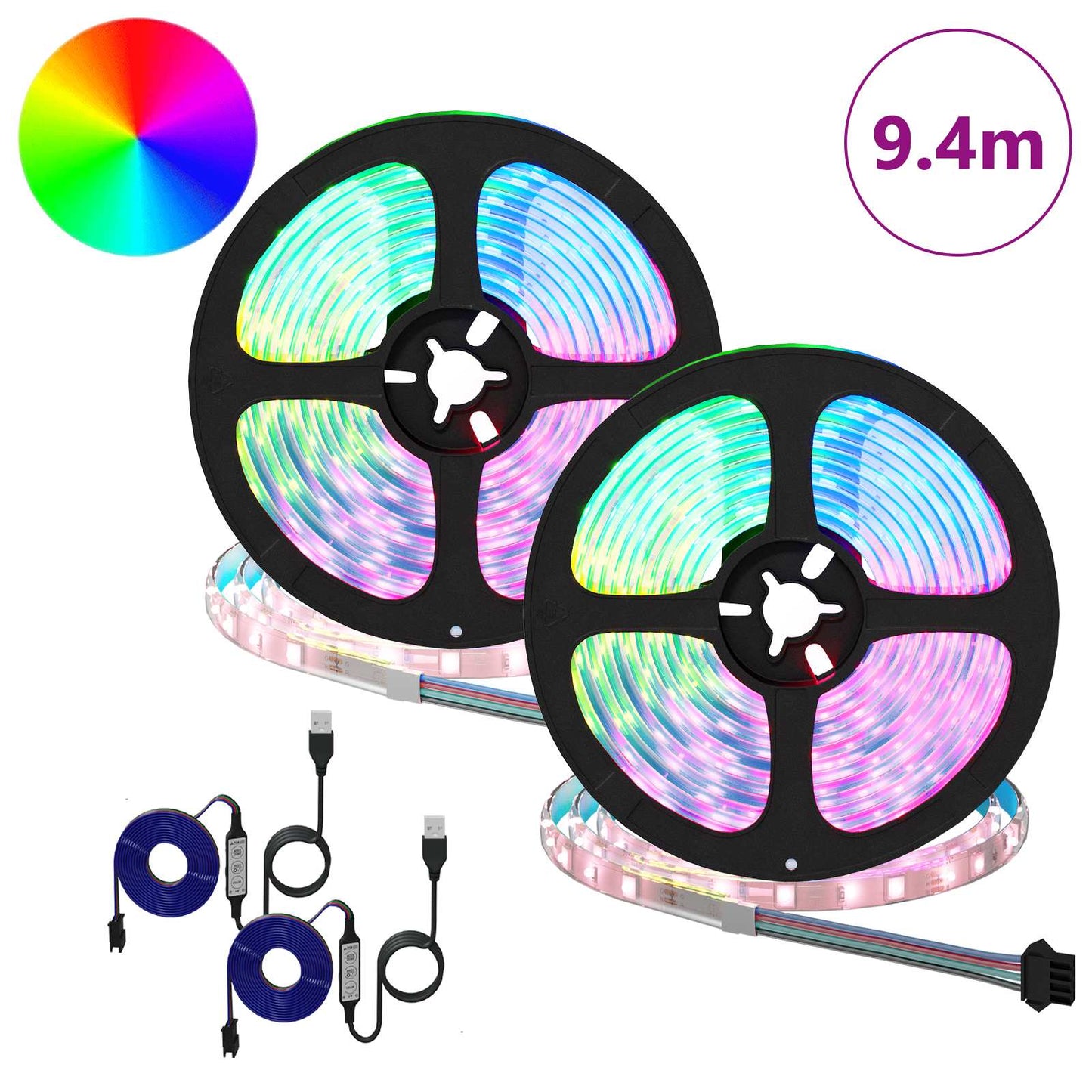 LED Strip 2 pcs Black and Transparent 4700 mm