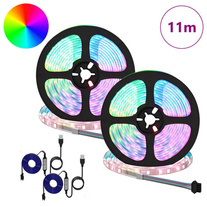 LED Strip 2 pcs Black and Transparent 5500 mm