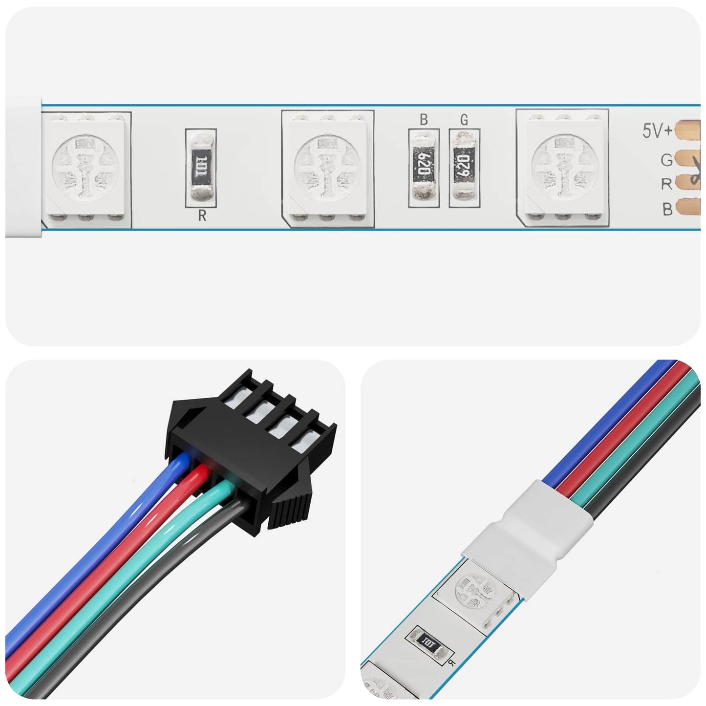 LED Strip 2 pcs Black and White 1745 mm Copper and Plastic