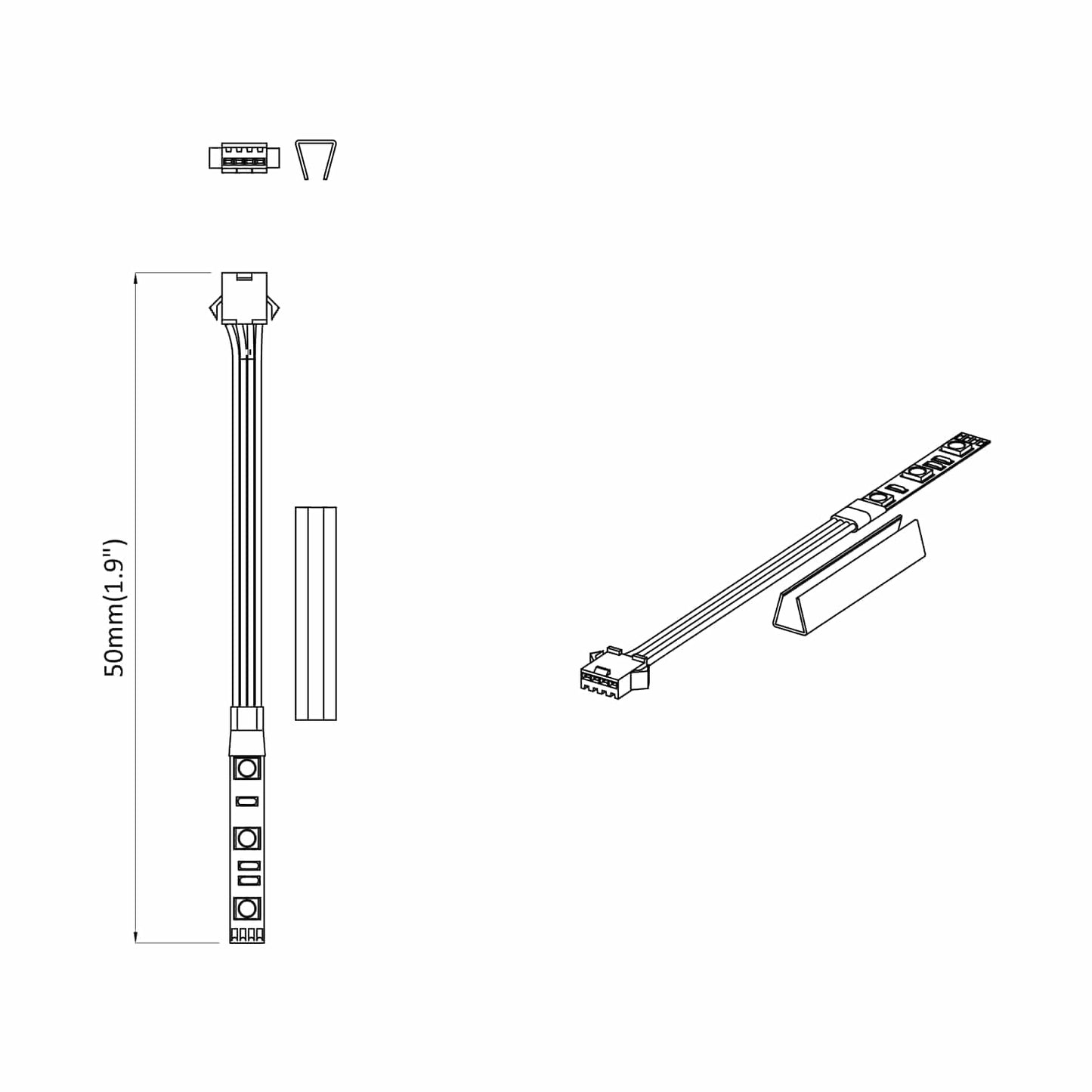 LED Strip 2 pcs Black and White 1745 mm Copper and Plastic