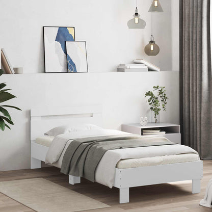 Bed Frame with LED White 80 x 200 cm Engineered Wood